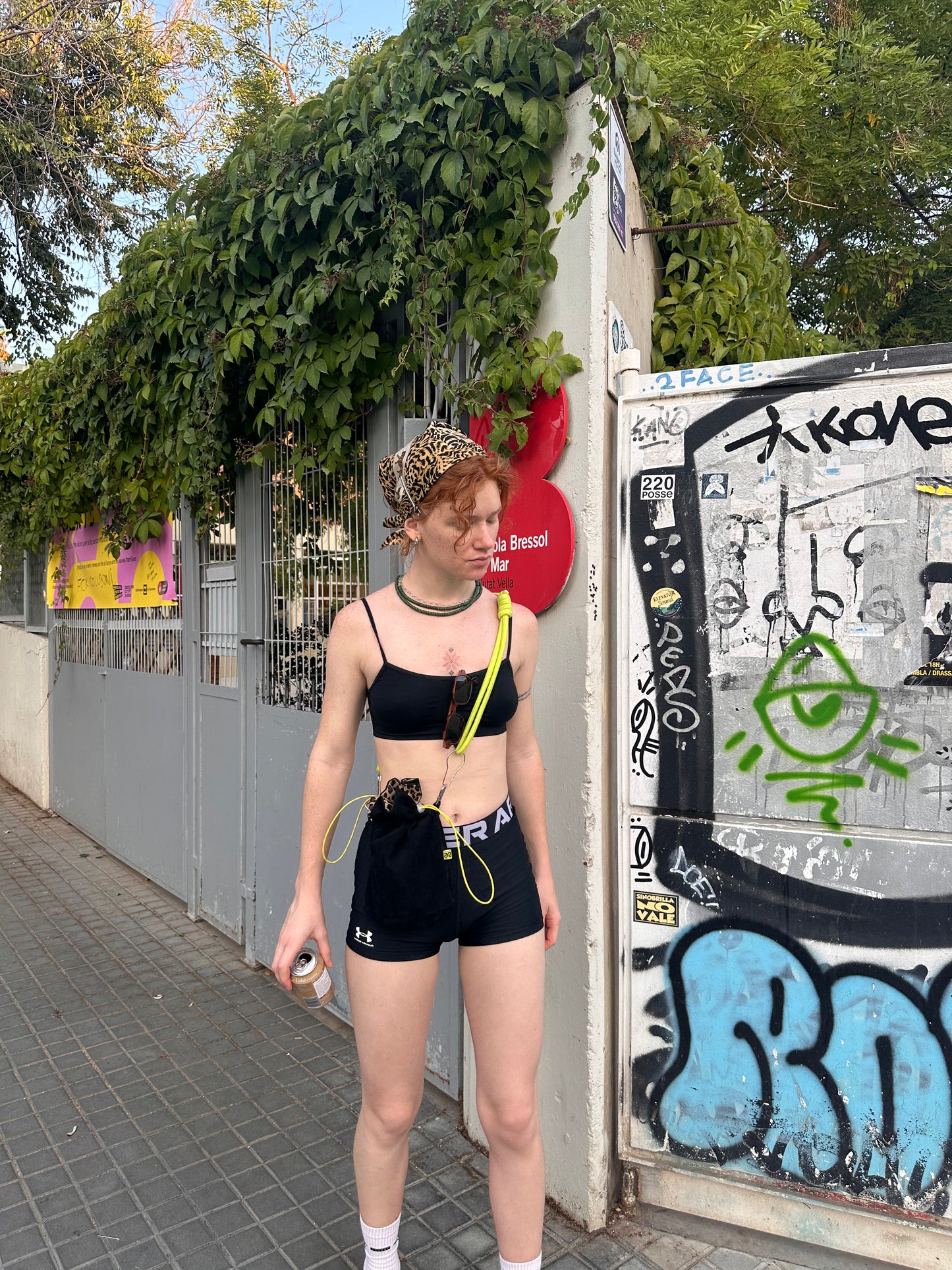 Bin-bag black color, leopard-print lining